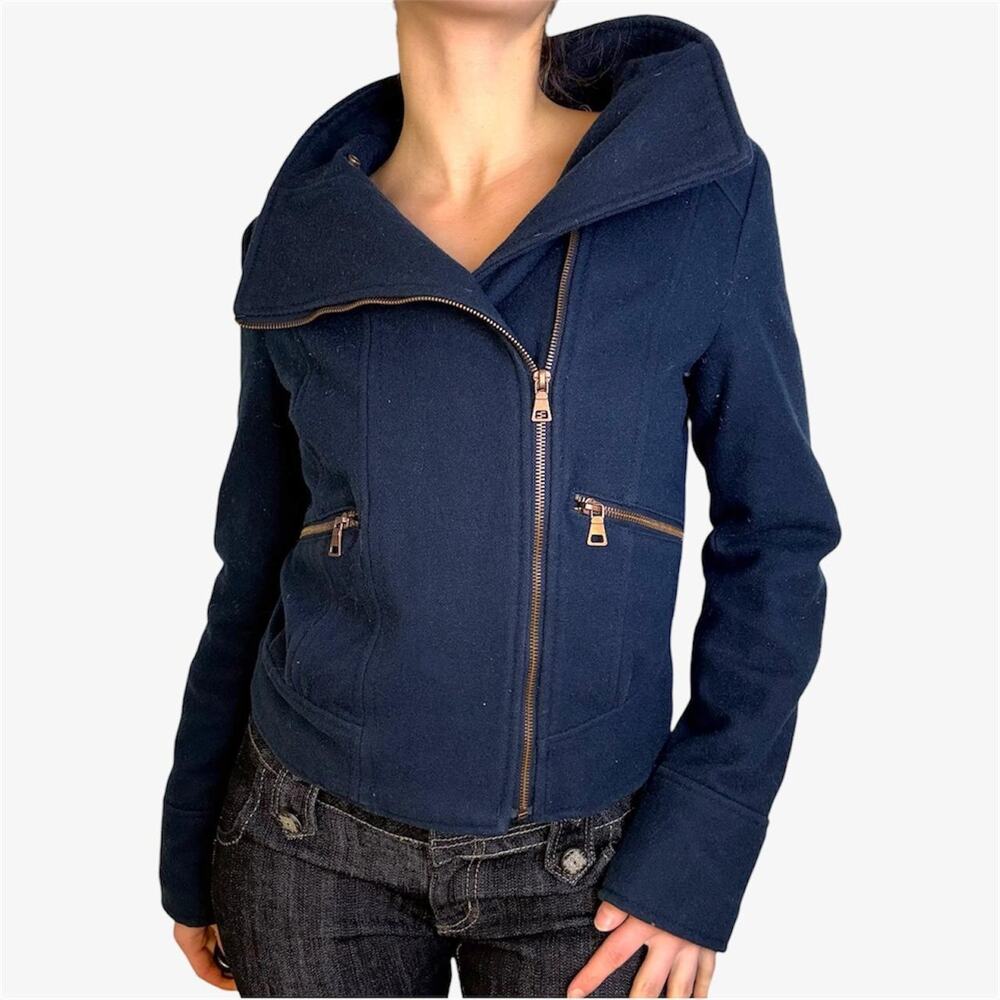 Asymmetrical wool navy military inspired peacoat - Mossimo Supply size S